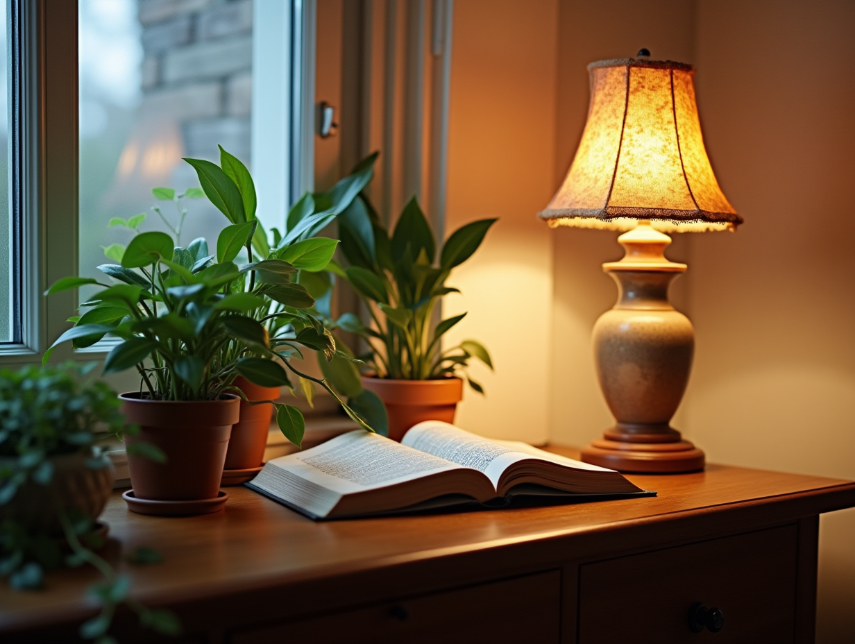 Cozy home lampin' setup with comfortable couch and soft lighting
